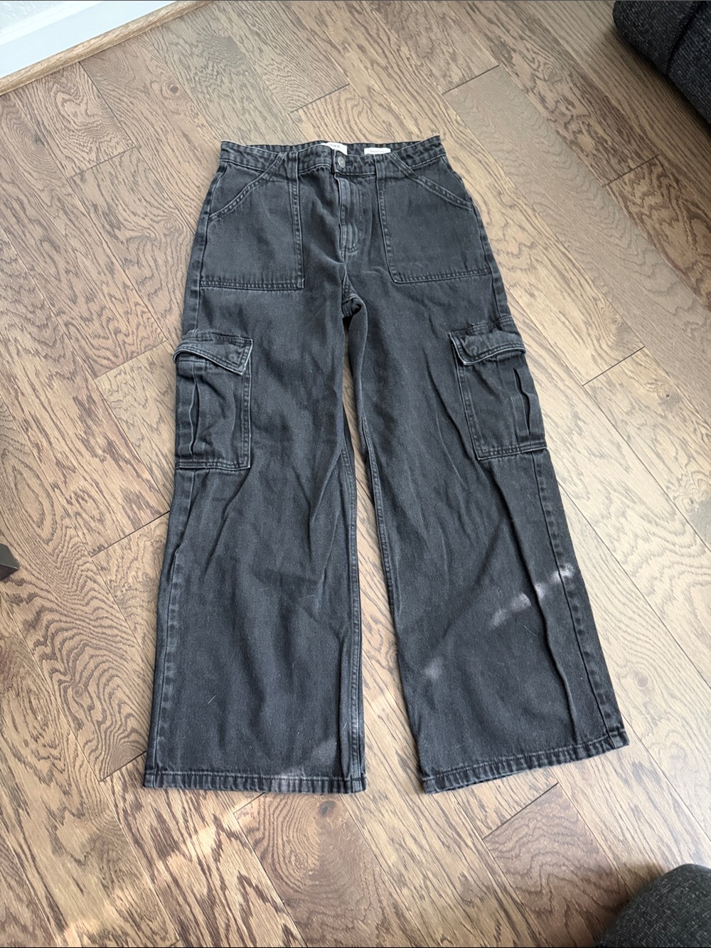 Cotton On Black Wide-Leg Cargo Jeans